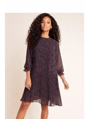 Anthroplogie boho shift dress in navy with gold star pattern women’s size 4